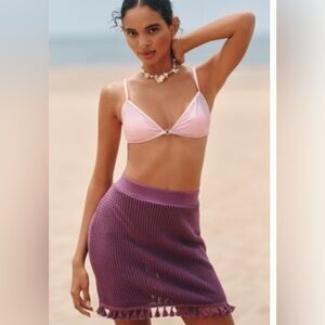 Anthropologie Celandine Crochet Tassel Mini Skirt size s